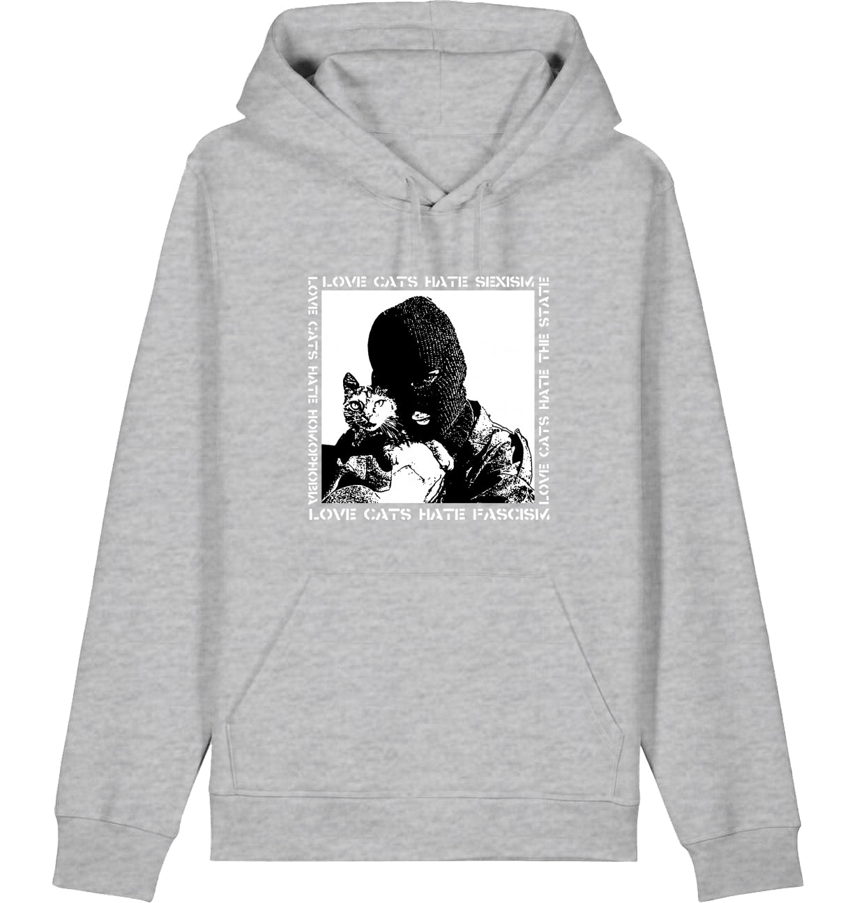 LOVE CATS HATE FASCISM HOODIE