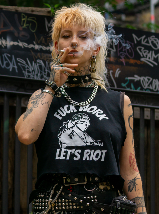 FUCK WORK - LET'S RIOT! - Fair Wear - Unisex organic T-Shirt - FREE DELIVERY