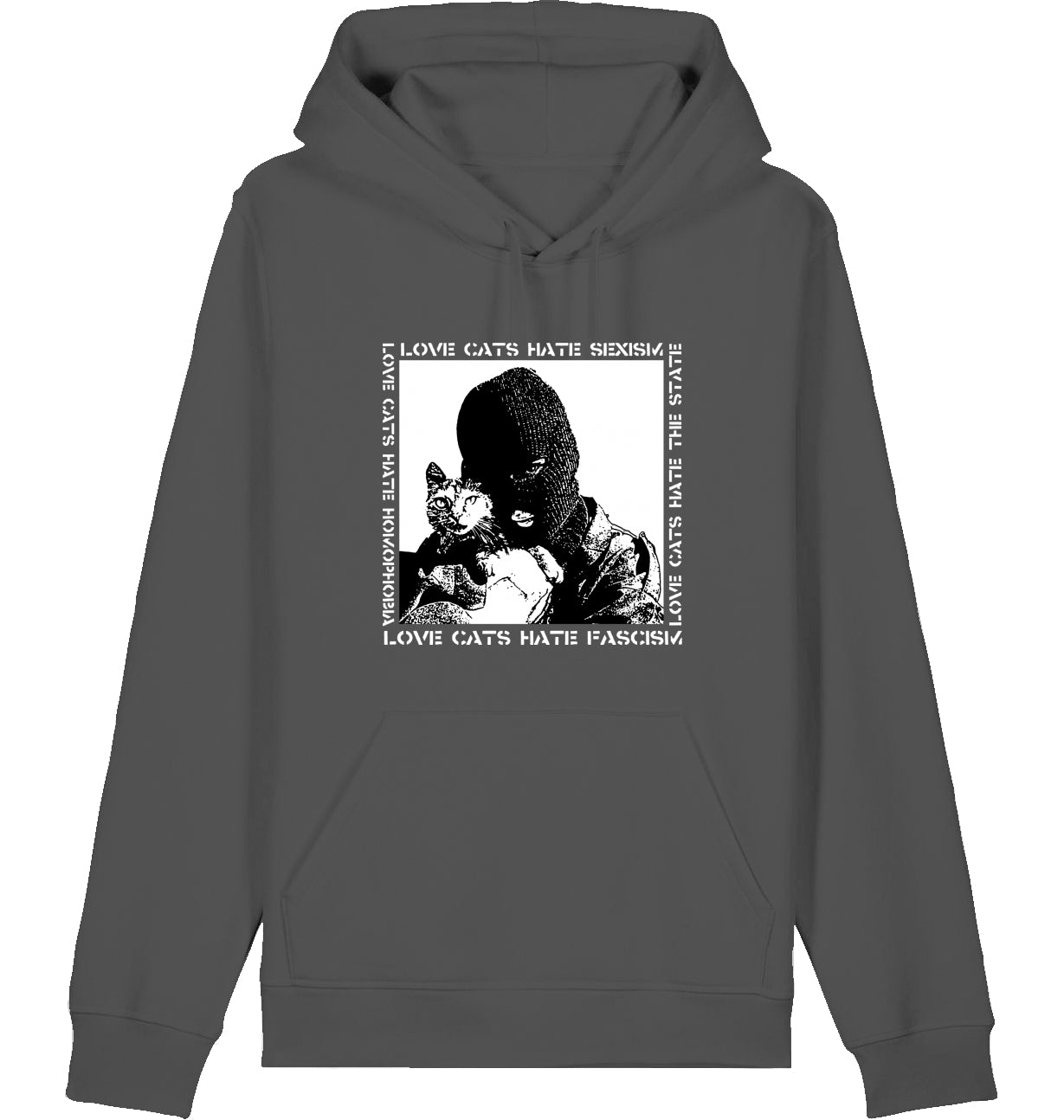 LOVE CATS HATE FASCISM HOODIE